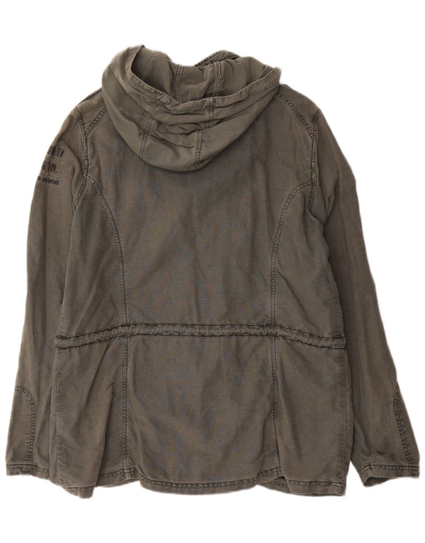 Soccx Chaqueta militar con capucha y gráfico para hombre UK 40 Large Khaki Linen