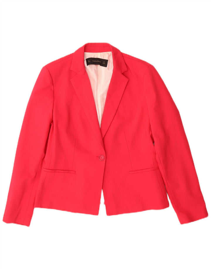 Zara Chaqueta Blazer De 1 Botón Para Mujer UK 44 Grande Poliéster Rosa