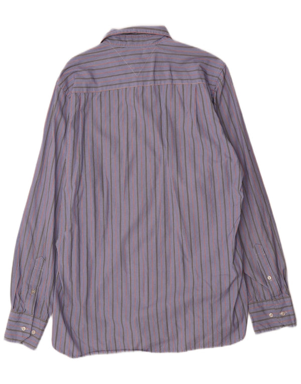 Tommy Hilfiger Camisa de ajuste personalizado para hombre Talla 15 1/2 16 Rayas azules medianas