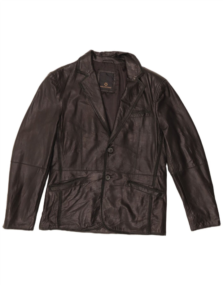 Milestone Chaqueta de cuero para hombre IT 48 Cuero negro mediano