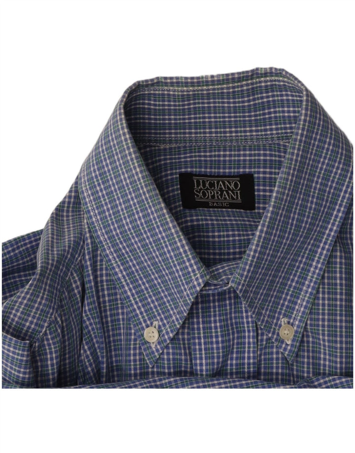 LUCIANO SOPRANI Camisa Hombre Cuadros Azules Grandes