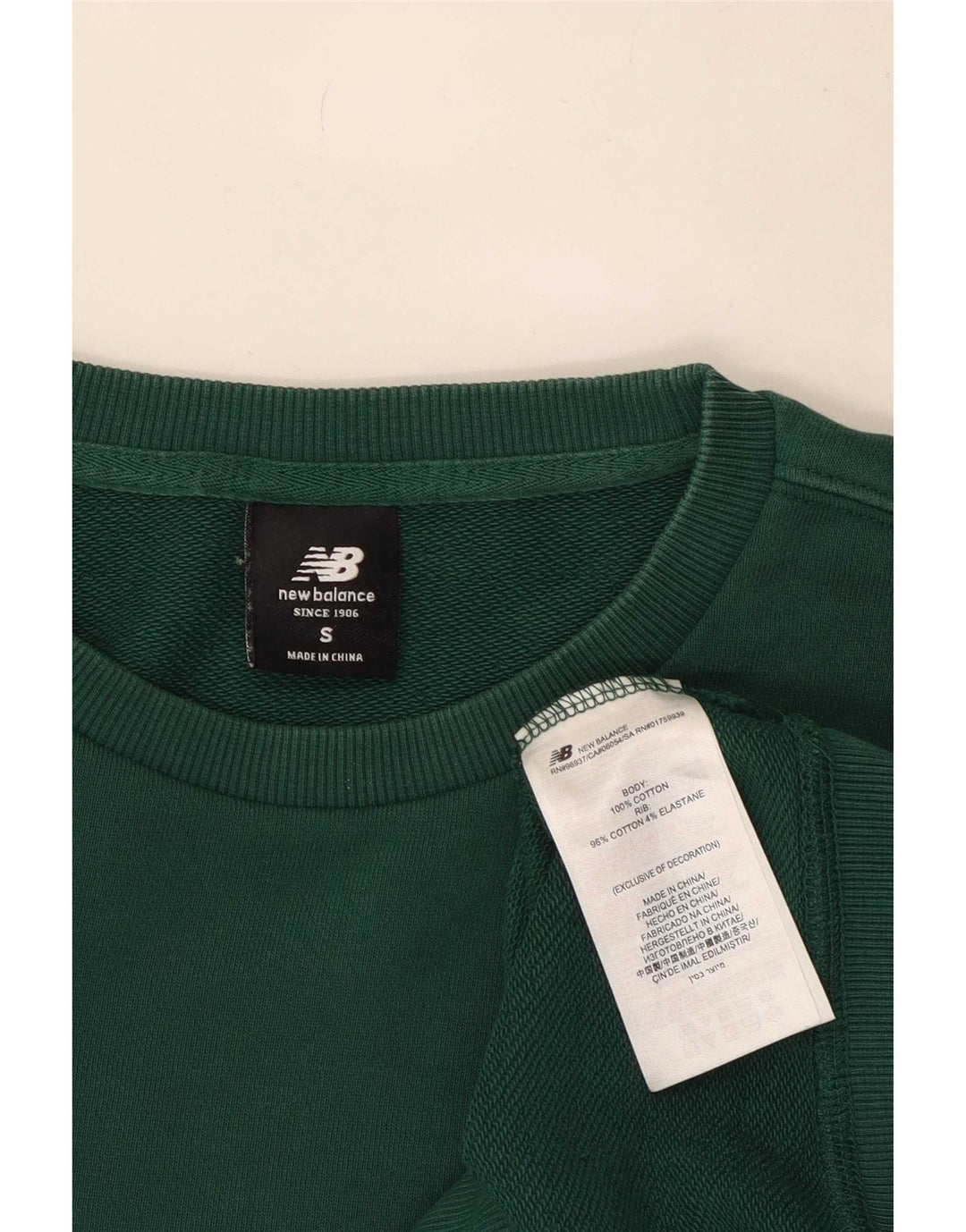 New Balance Hombre Sudadera Jumper Small Verde Algodón