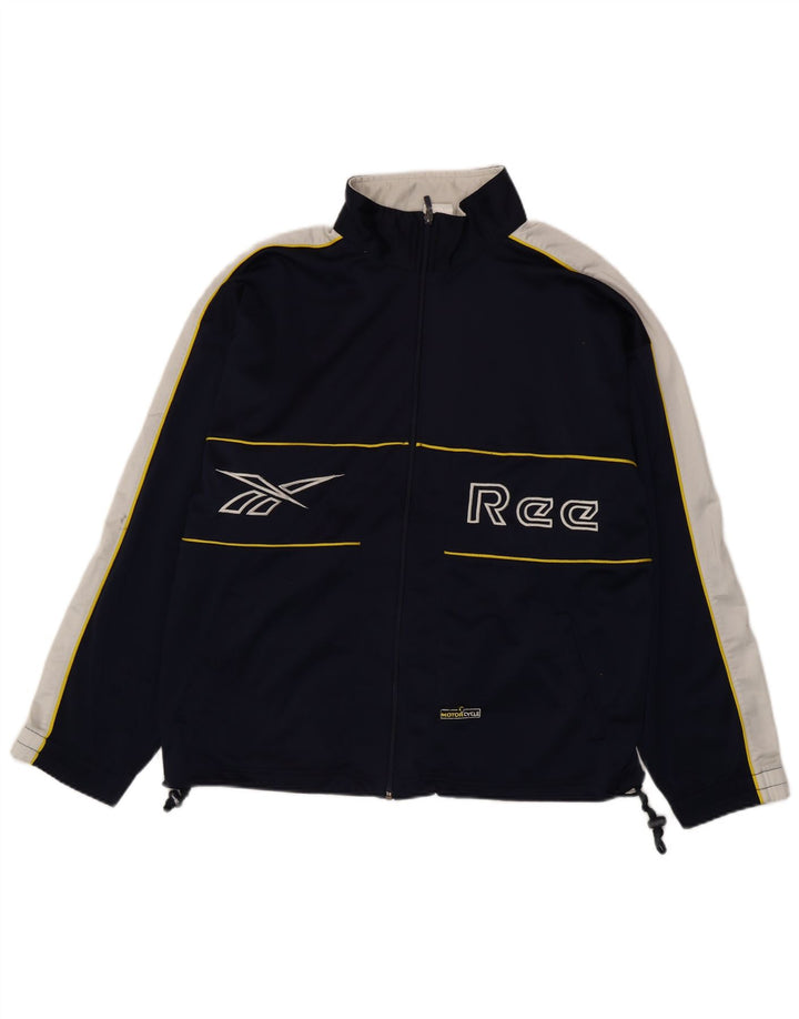Reebok - Chaqueta de chándal con gráfico para hombre, color azul marino mediano