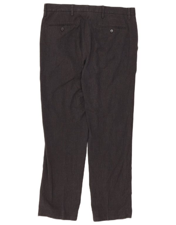 Marks & Spencer Pantalones de traje rectos a medida para hombre W34 L29 Poliéster gris