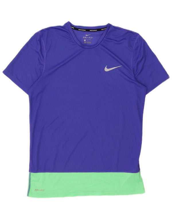 Nike Camiseta Dri Fit para mujer UK 44 Azul medio Poliéster con bloques de color