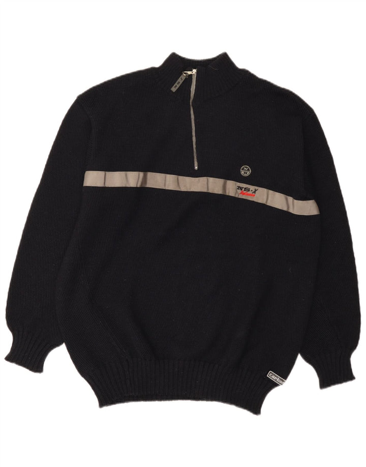 Jersey North Sails Hombre Con Cremallera Y Cuello En Lana Color Block Azul Marino Medio