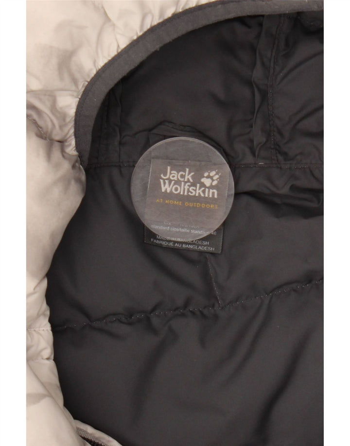 Jack Wolfskin Chaqueta acolchada con capucha para mujer UK 40 XL Poliéster teñido anudado gris