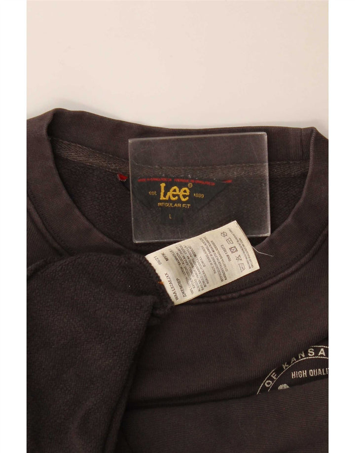Lee Hombre Regular Fit Sudadera Jumper Grande Gris Algodón