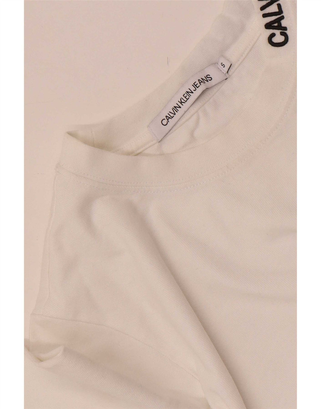 Calvin Klein Jeans Mujer Top Manga Larga Reino Unido 10 Pequeño Blanco