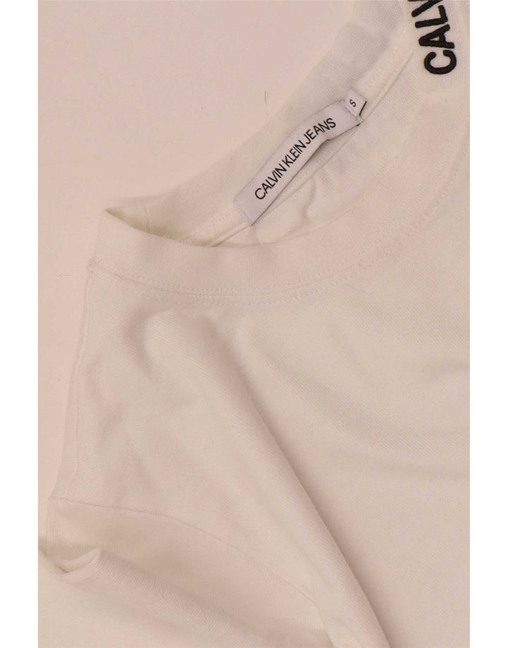 Calvin Klein Jeans Mujer Top Manga Larga Reino Unido 10 Pequeño Blanco