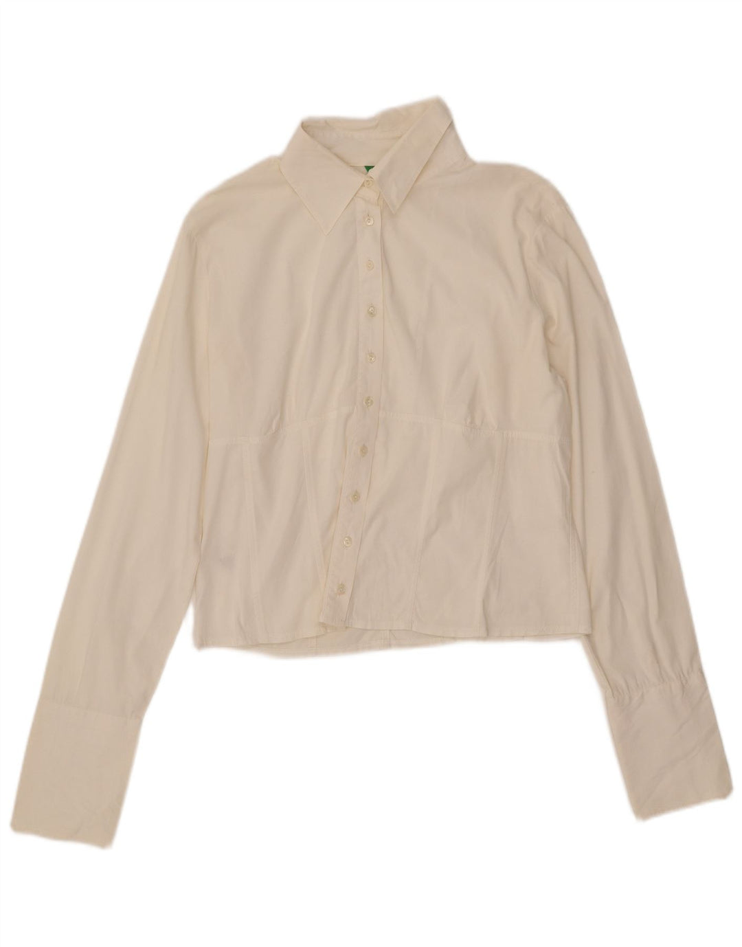 BENETTON Blusa corta para mujer UK 44 Grande Algodón blanco