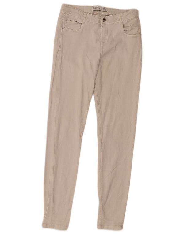 Zara Vaqueros Pitillo Mujer EU 36 XS W26 L28 Algodón Beige