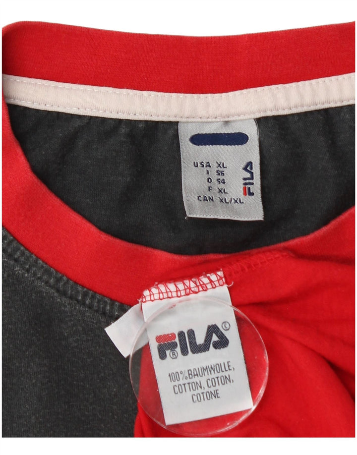 FILA Hombre Chaleco Top XL Rojo Colorblock Algodón Deportes