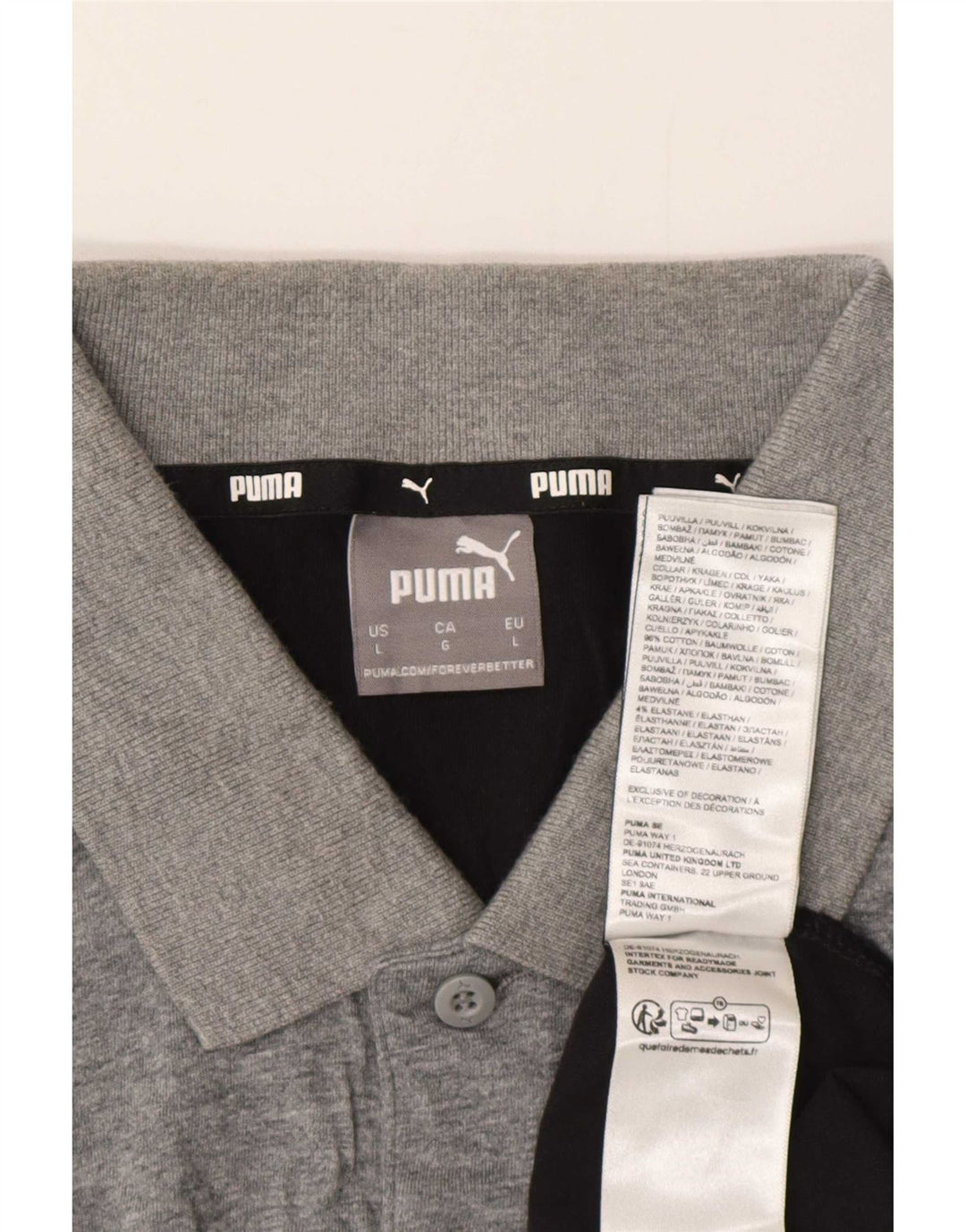 Puma Polo para hombre de algodón color block gris grande