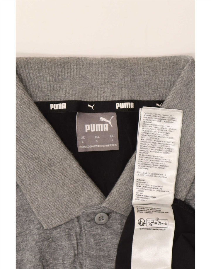 Puma Polo para hombre de algodón color block gris grande