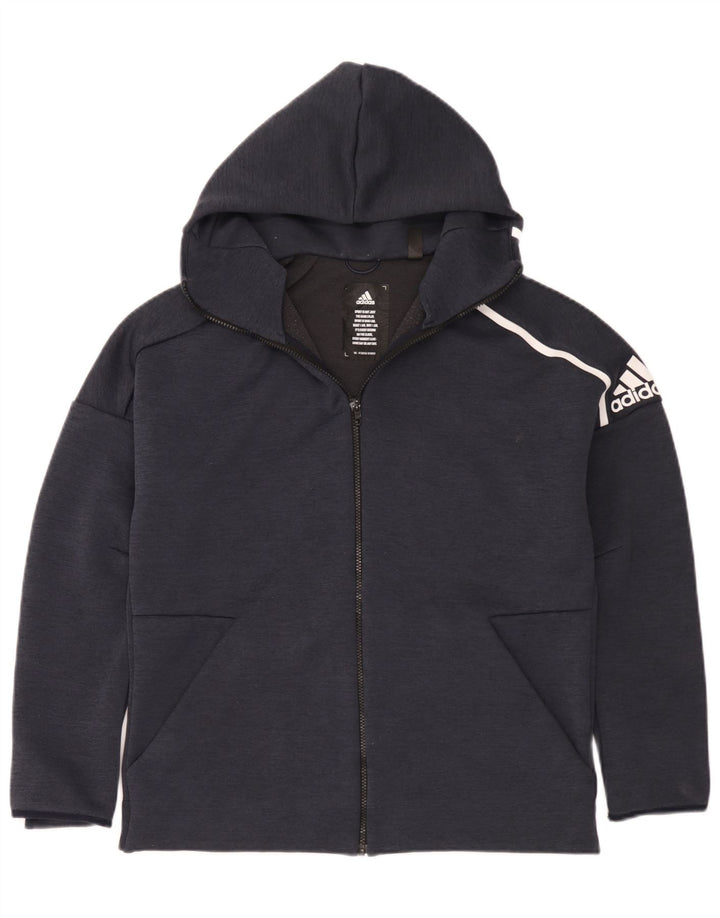 Adidas Hombre Gráfico Con Capucha Chándal Top Chaqueta Grande Azul Marino Poliéster