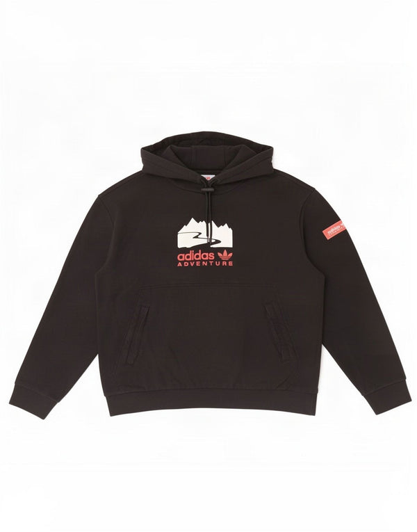 Adidas Mens Adventure Graphic Hoodie Jumper Small Black Cotton