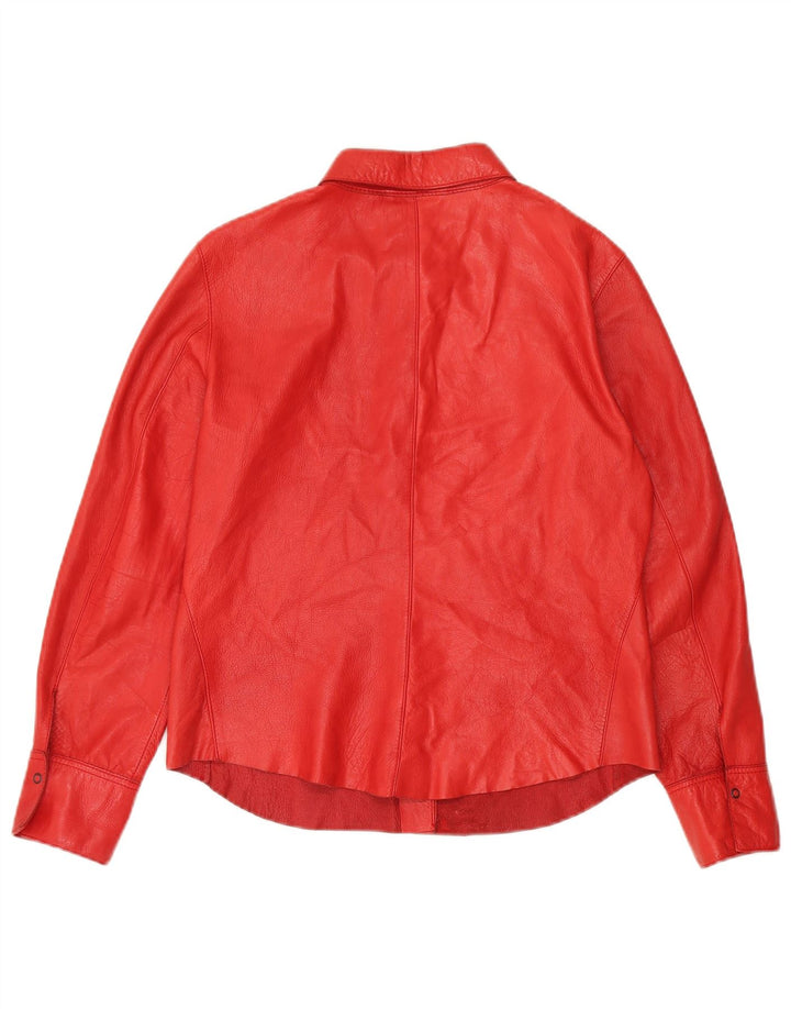 Strenesse Camisa de cuero para mujer UK 12 Mediana Piel de cordero roja