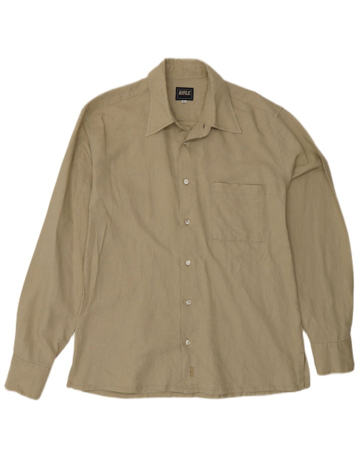 Camisa Rifle Hombre Grande Lino Beige