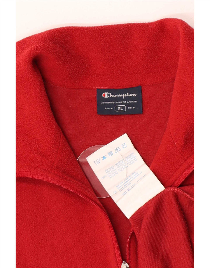Champion Jersey de forro polar con cuello y cremallera para hombre XL Poliéster rojo