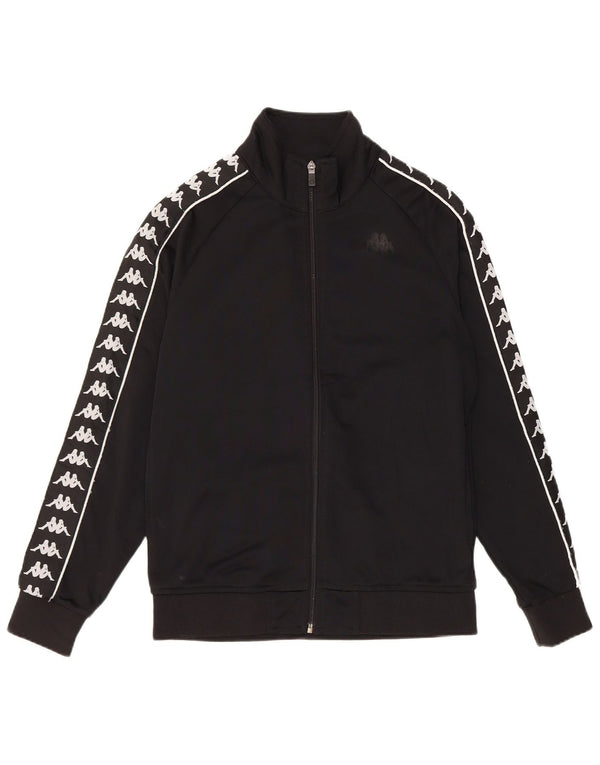 Kappa Mens Graphic Chándal Top Chaqueta Pequeña Poliéster Negro