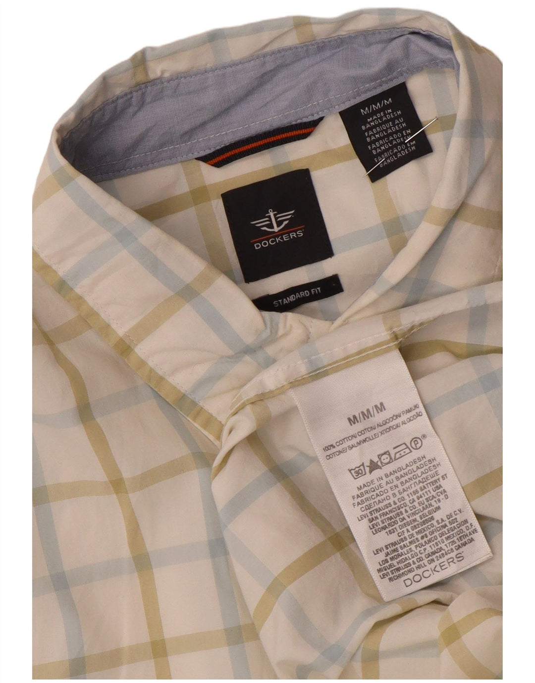 Dockers Camisa De Corte Estándar Para Hombre Algodón A Cuadros Blanco Mediano