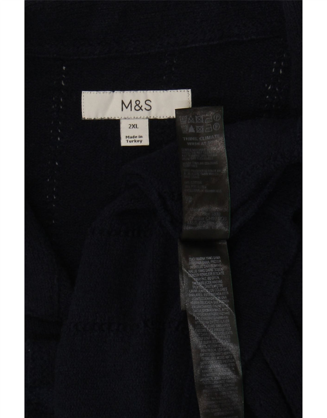 Marks & Spencer Camisa de manga corta para hombre 2XL Algodón azul marino