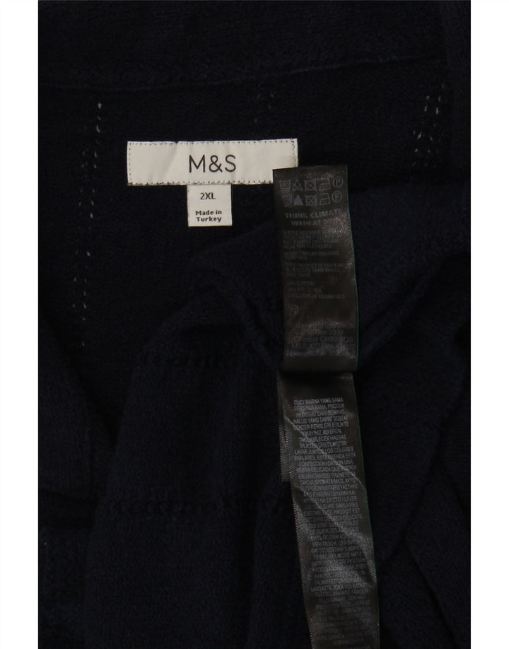Marks & Spencer Camisa de manga corta para hombre 2XL Algodón azul marino