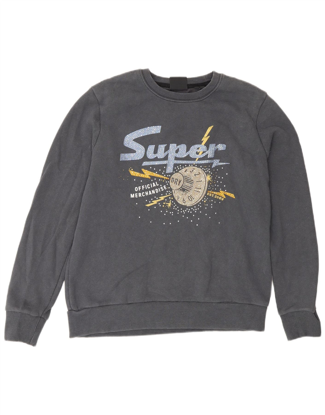 Superdry Mujer Graphic Loose Fit Sudadera Jumper UK 40 Medium Gris