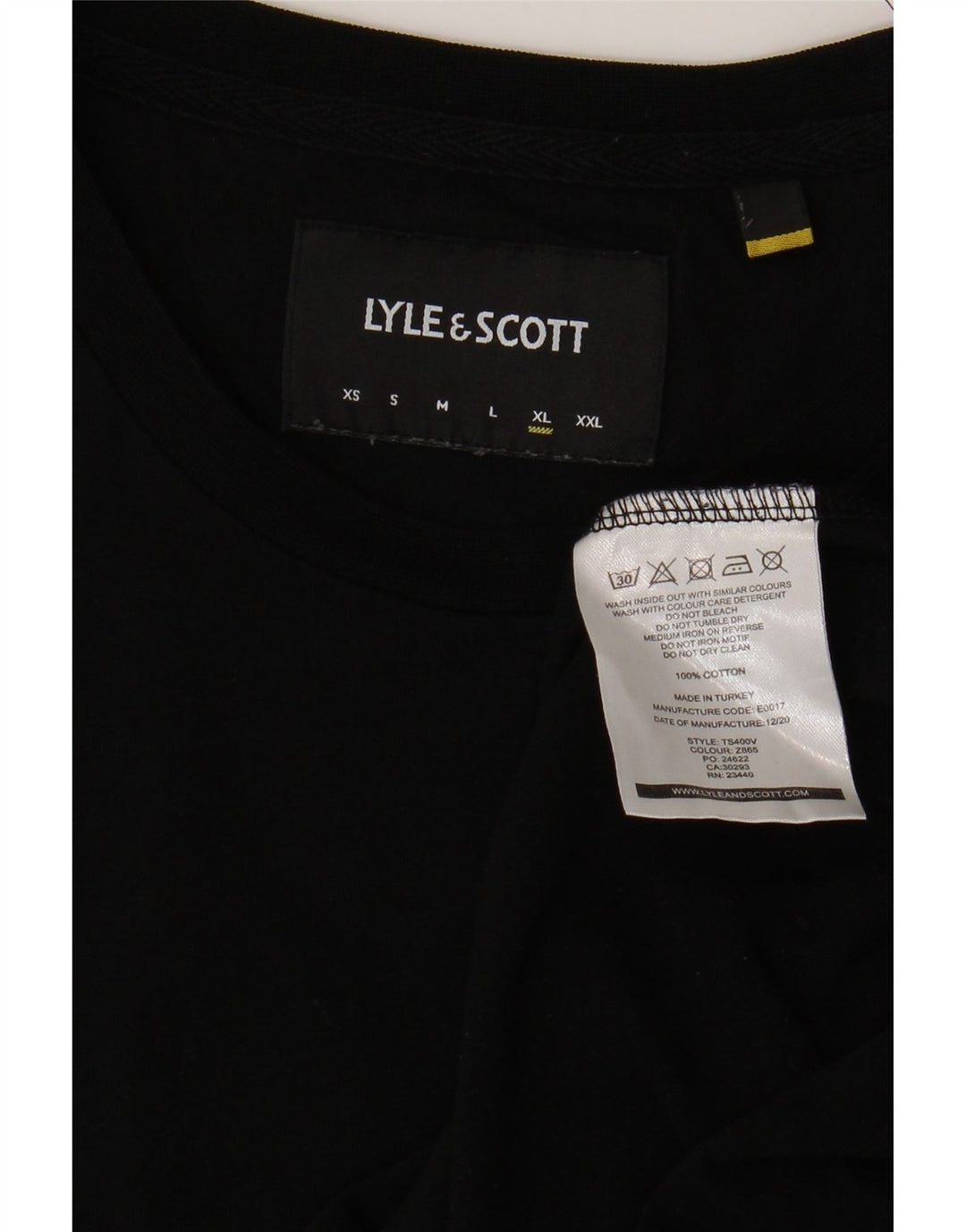 Lyle & Scott Camiseta Hombre Top XL Algodón Negro