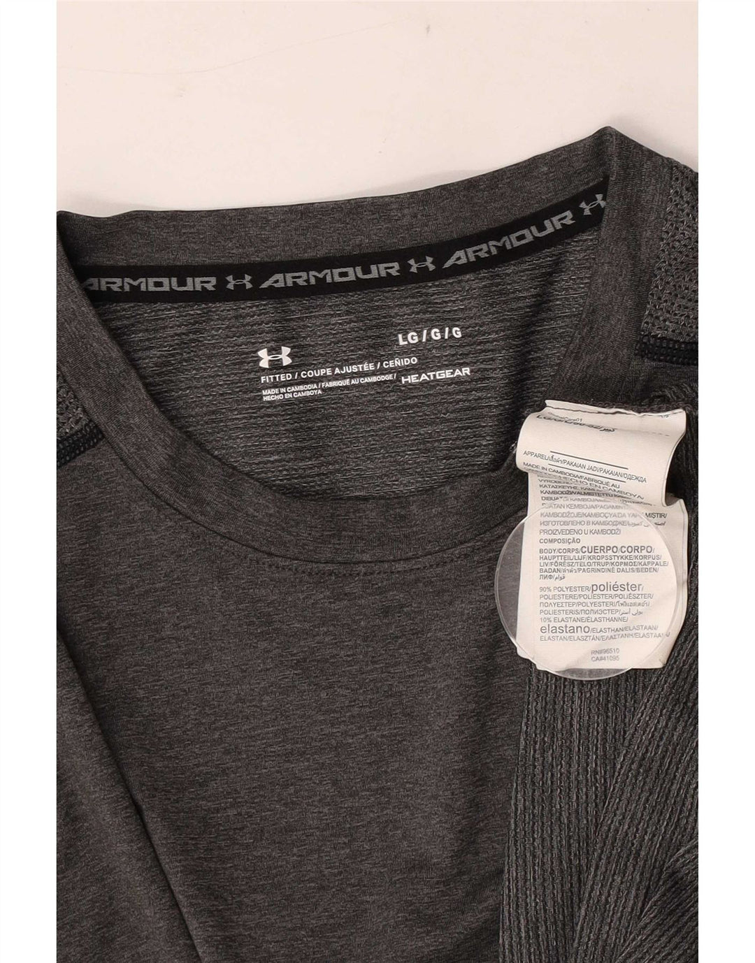 Under Armour Camiseta Heat Gear para hombre Top poliéster gris grande
