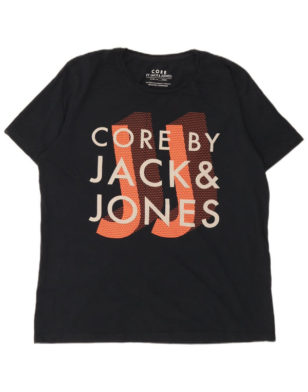 Jack & Jones Camiseta gráfica para hombre Top 2XL Algodón negro
