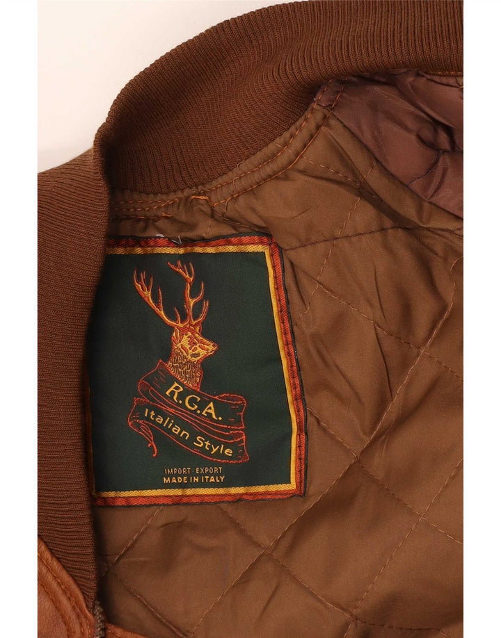 Vintage hombres chaqueta de cuero Reino Unido 40 marrón grande