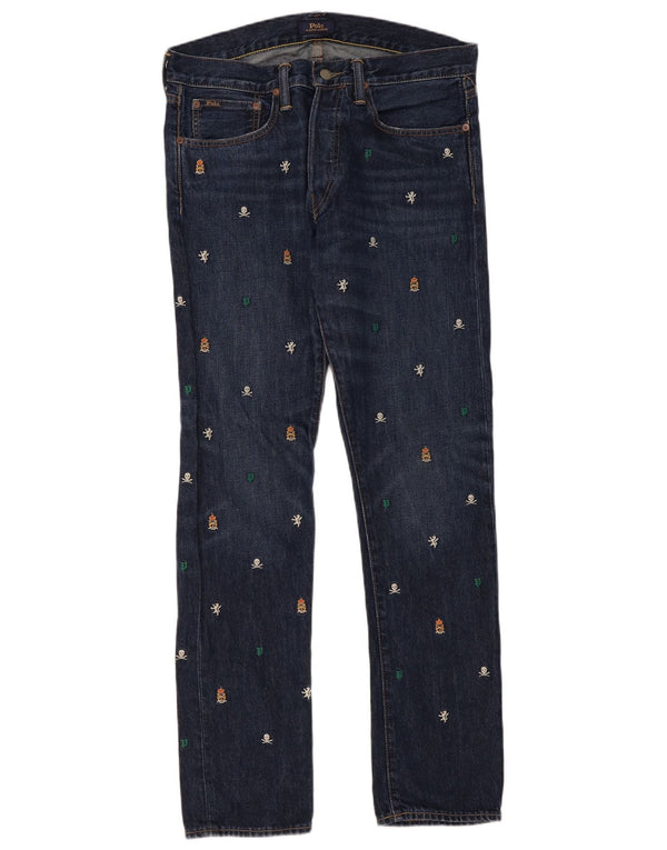 Vaqueros ajustados para mujer Polo Ralph Lauren W32 L32 Algodón moteado azul marino