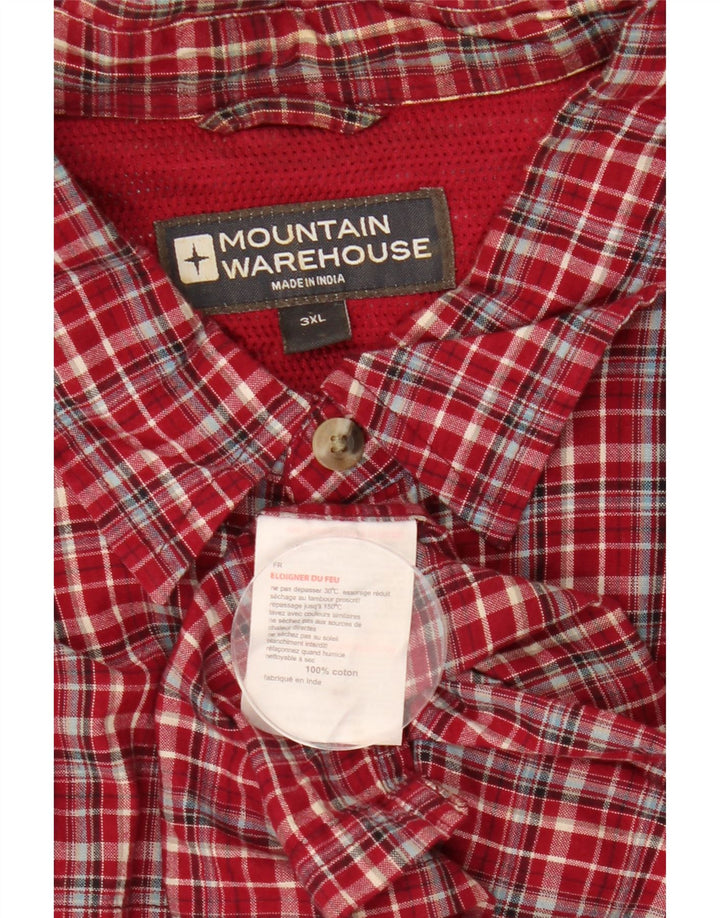 MOUNTAIN WAREHOUSE Camisa de manga corta para hombre 3XL Algodón a cuadros rojos