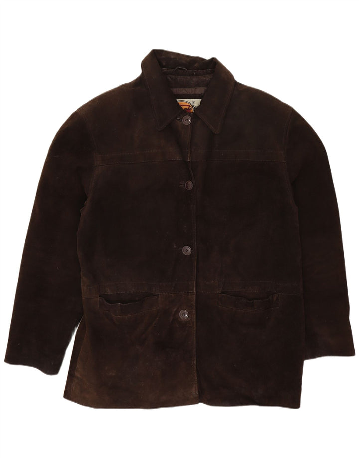 Gapelle Chaqueta de ante extragrande para mujer UK 10 Small Cuero marrón