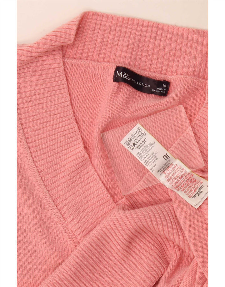 Marks & Spencer Suéter tipo jersey de gran tamaño con cuello en V para mujer UK 46 Large Pink