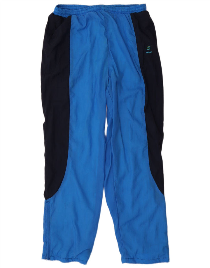 VINTAGE Pantalones de chándal para hombre Nylon color block azul grande