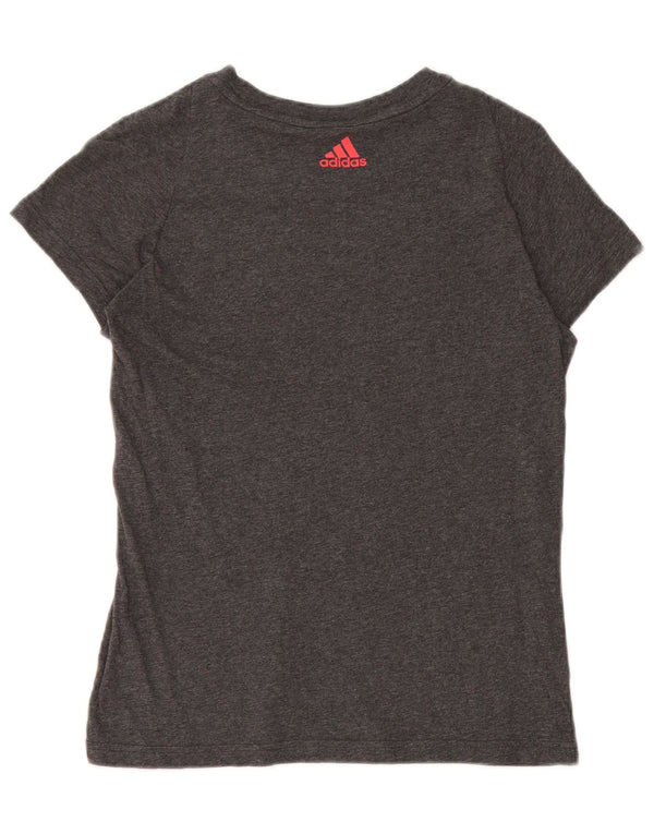 Adidas Camiseta gráfica para mujer Top UK 12/14 Algodón gris medio