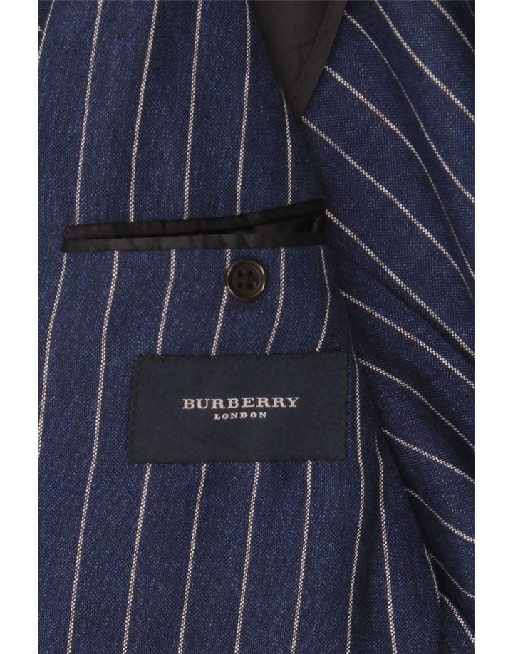 Burberry Chaqueta tipo blazer de 2 botones para hombre IT 48 Lana mediana a rayas azul marino