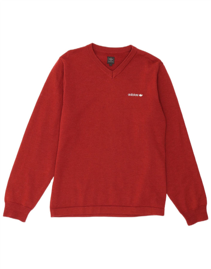 ADIDAS Jersey con cuello en V para hombre pequeño de lana burdeos