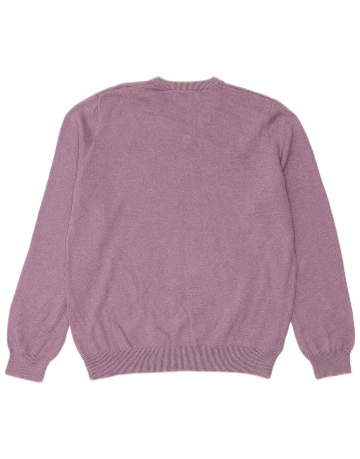 Marks & Spencer Jersey con cuello en V para hombre, talla grande, algodón morado