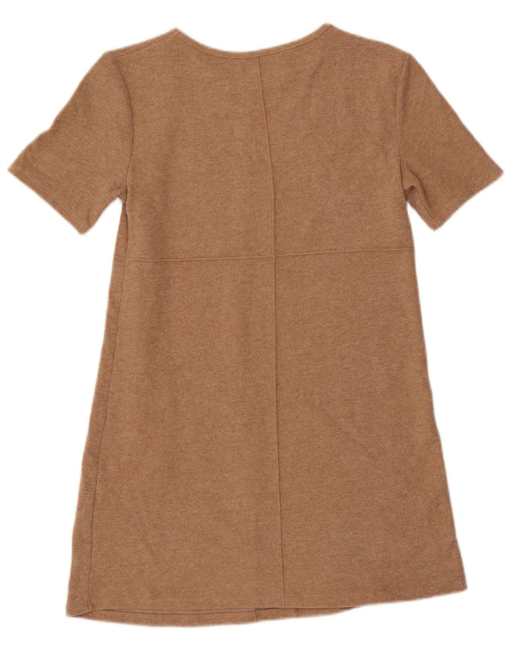 ZARA Vestido tipo jersey de manga corta para mujer UK 40 Poliéster beige medio