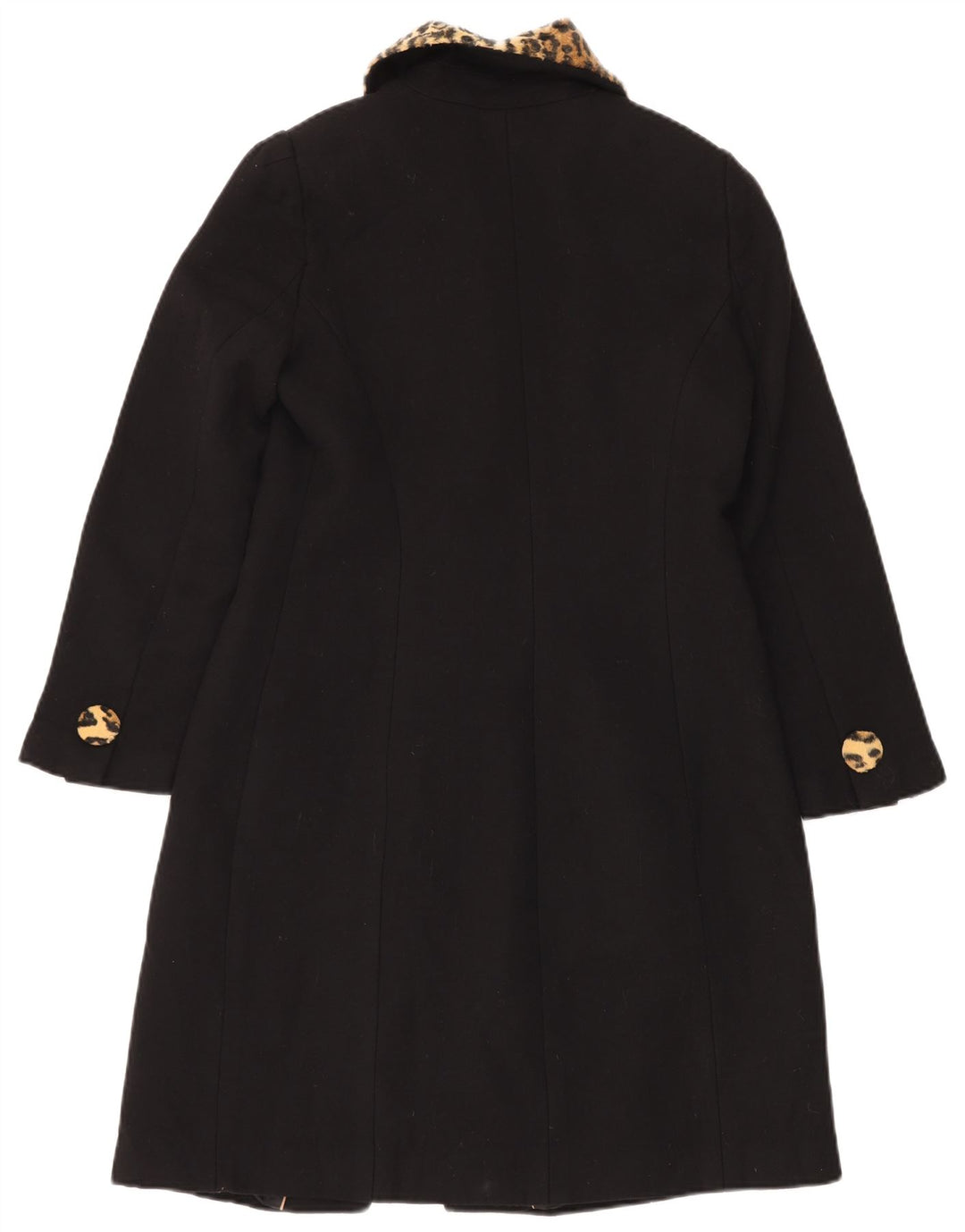 Abrigo Mujer Luisa Spagnoli IT 44 Medio Negro Estampado Animal Lana Virgen