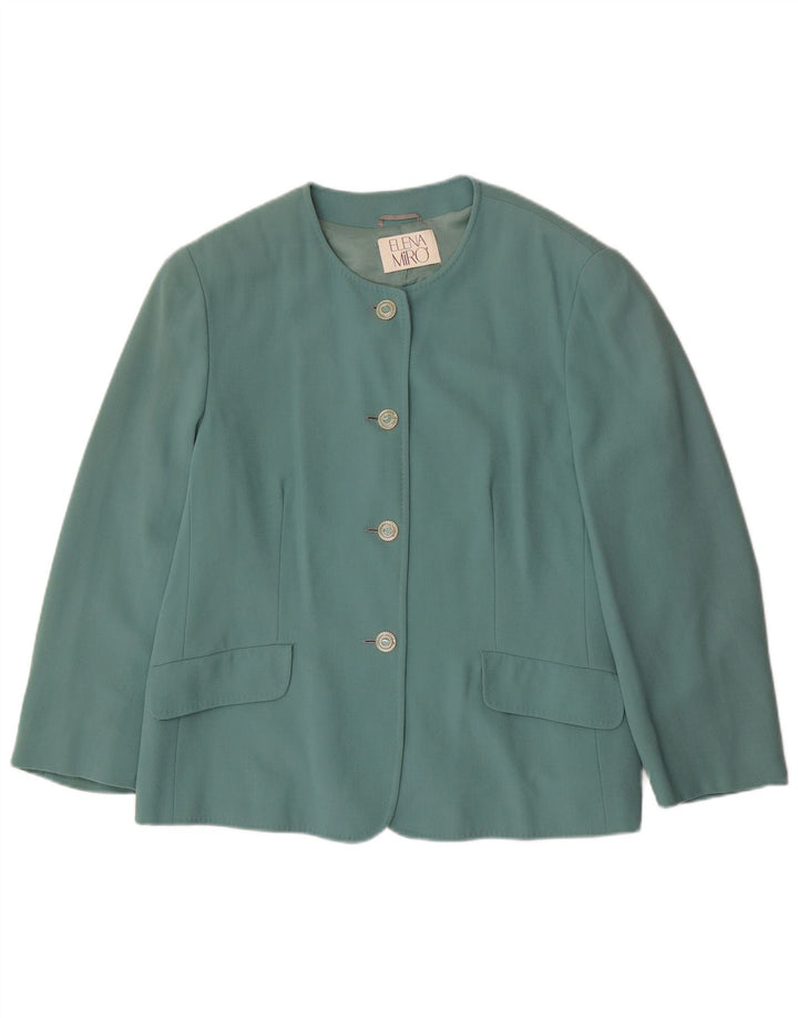 ELENA MIRO Chaqueta tipo blazer de 4 botones para mujer UK 20 2XL Lana virgen verde