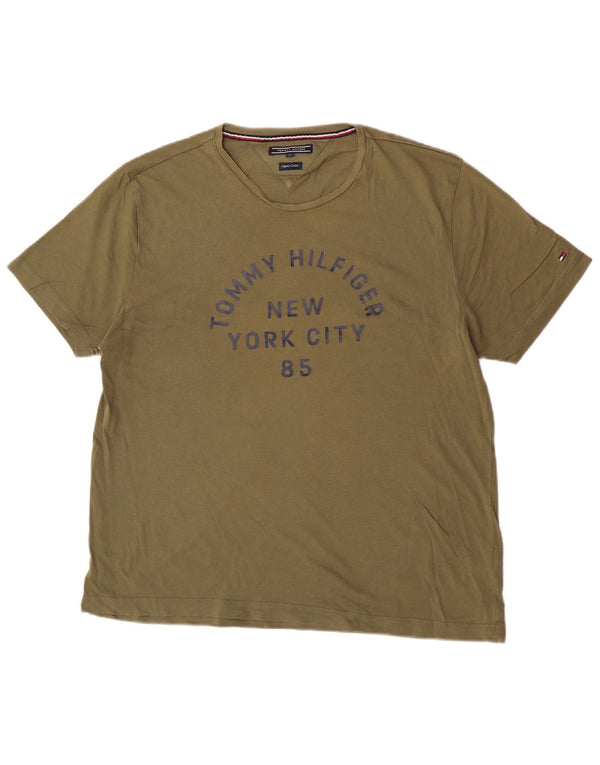 Tommy Hilfiger Hombre Camiseta Gráfica Top XL Algodón Verde
