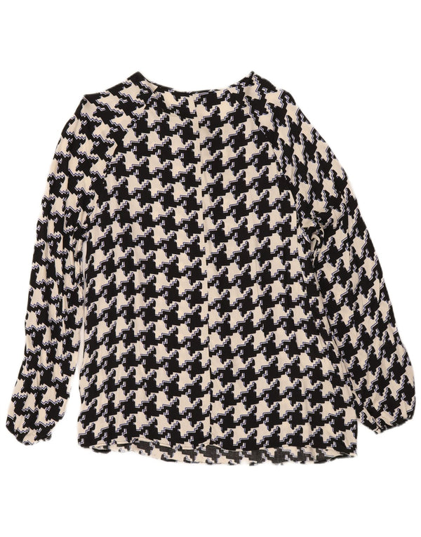 Fiorella Rubino Womens Blouse Top UK 14 Medium Black Houndstooth Viscose