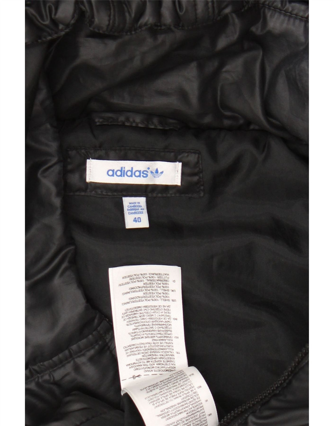 Chaleco acolchado con capucha ADIDAS para mujer IT 40 Pequeño poliéster negro