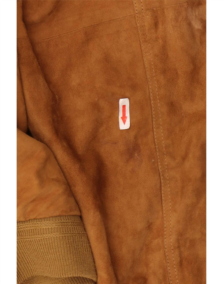 Vintage hombres ante bomber chaqueta IT 62 6XL cuero marrón