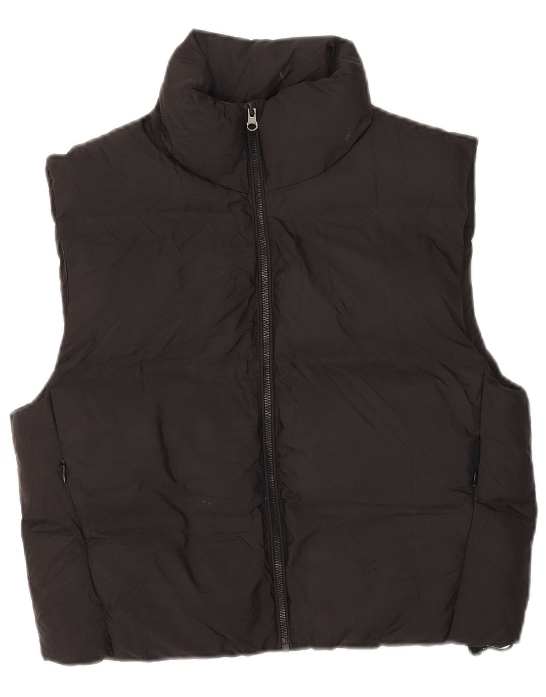 ZARA Mujer Crop Chaleco Acolchado Extragrande UK 6 XS Poliéster Negro